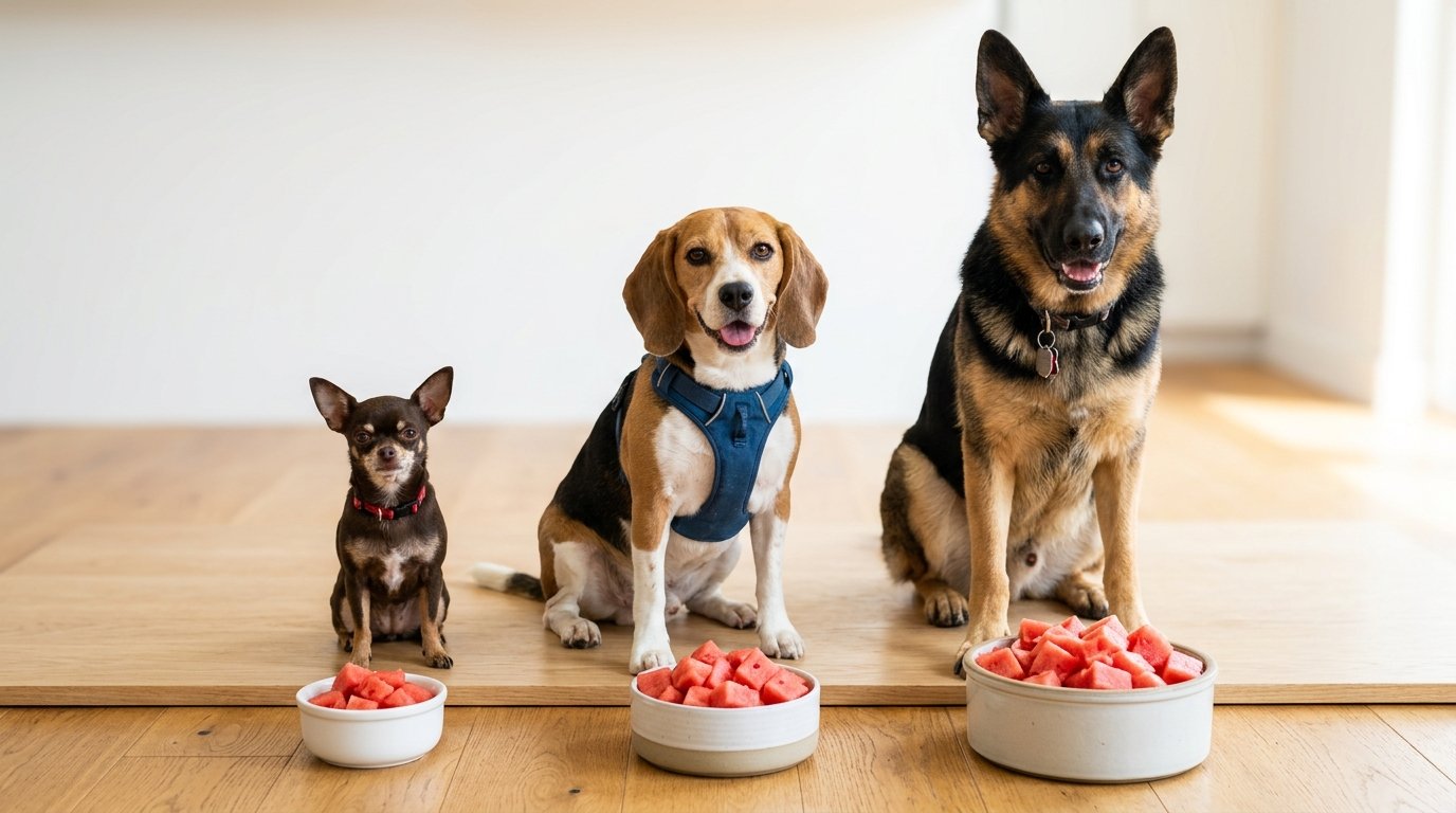Watermelon serving sizes for small medium and large dogs - portion guide