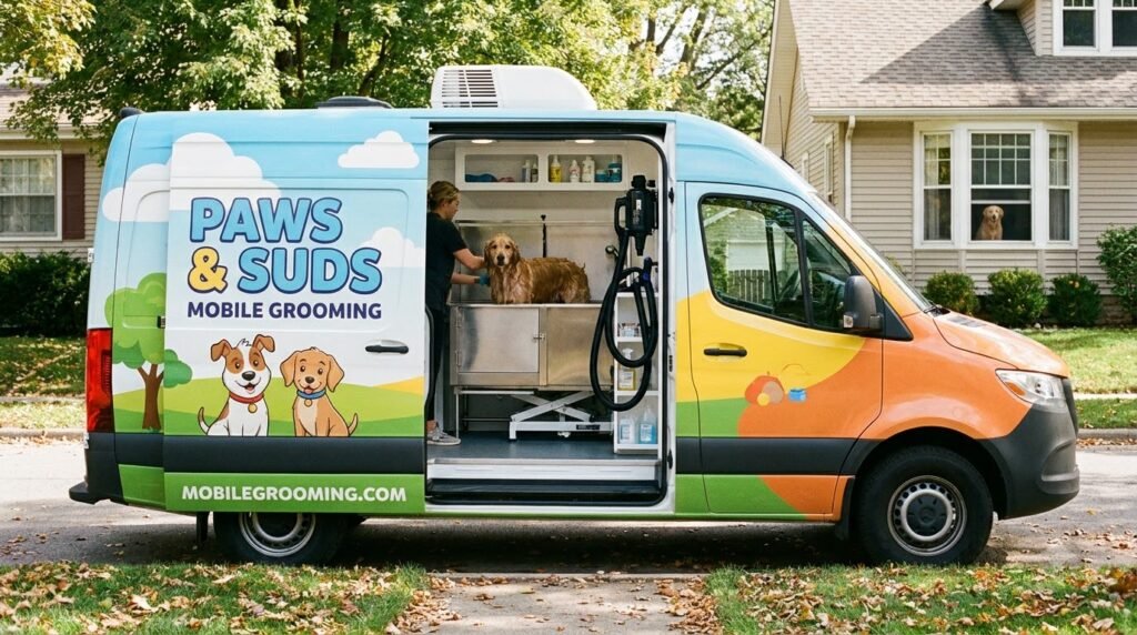 mobile dog groomer near me van setup